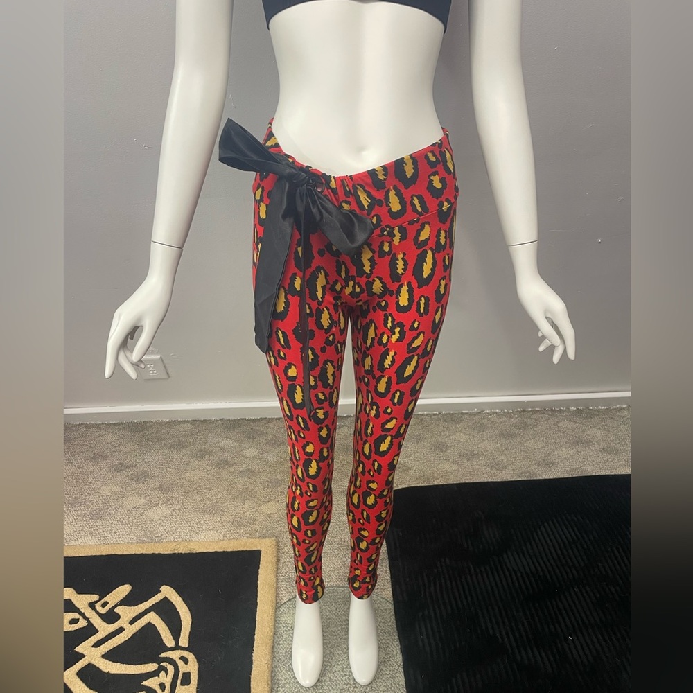 Ultra Rare Cute Booty Lounge Leopard Cheetah Ribbon Lounge Pants Size Medium